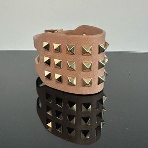 Valentino rockstud leather wide bracelet